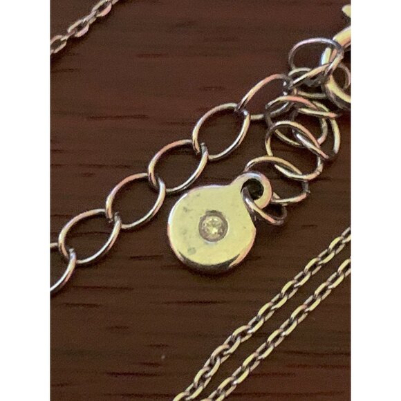 Side Laying Silver Tone Cross Necklace 21" Dainty Link Chain - Picture 3 of 3